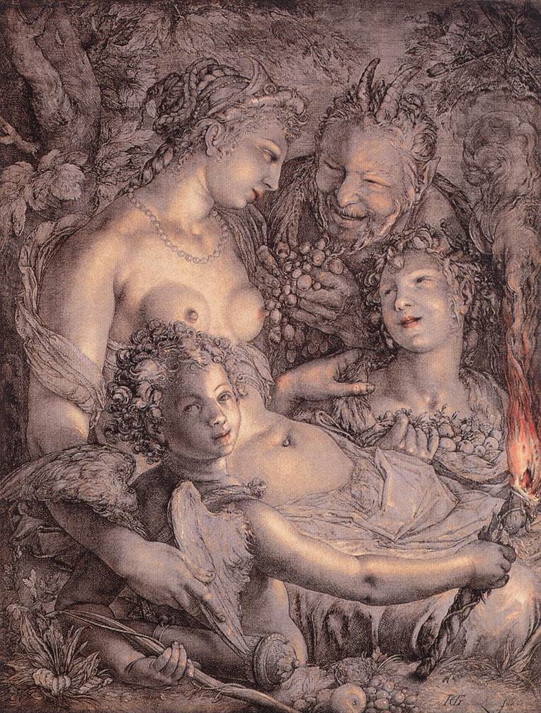 Goltzius, Hendrick (1526-1583) - Without Ceres and Bacchus, Venus would Freeze.JPG